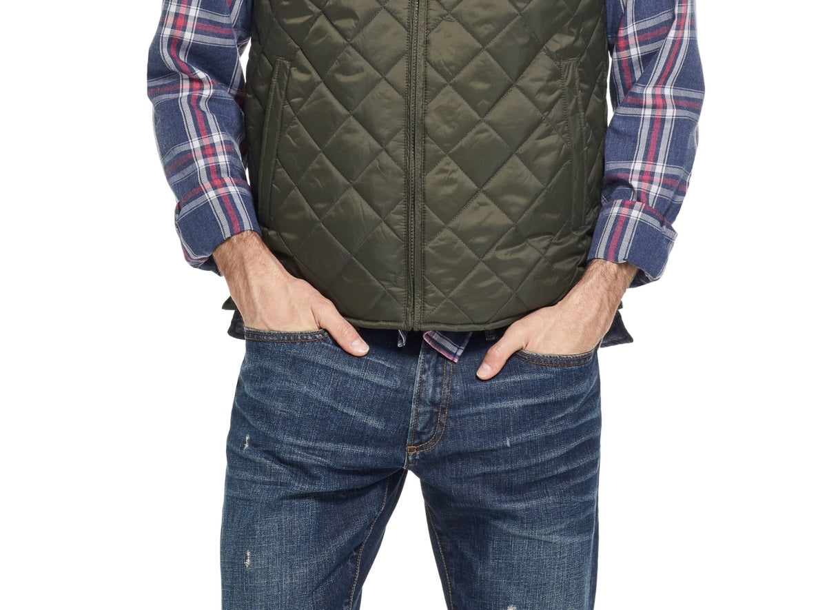Weatherproof Vintage Men's Diamond Quilted Vest Green Size Small