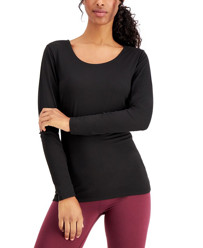 32 Degrees Women's Base Layer Scoop Neck Top Black Size Small