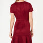 Rosie Harlow Women's Faux Suede Short Sleeve Jewel Neck Short Sheath Dress Red Size Small