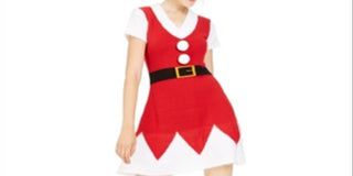 Planet Gold Junior's Holiday Santa Sweater Dress & Hat Red Size Large
