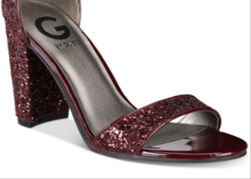 GUESS Women's Fabric Open Toe Ankle Strap Classic Shoes Red Size 7.5