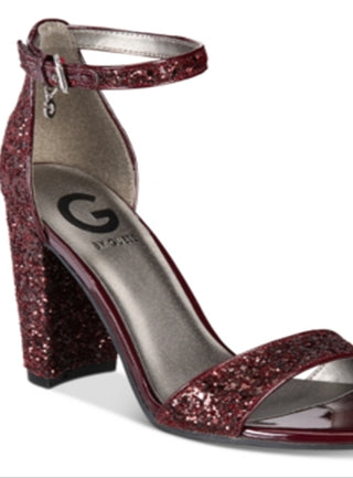 GUESS Women's Fabric Open Toe Ankle Strap Classic Shoes Red Size 7.5