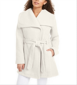 Madden Girl Juniors' Asymmetrical Belted Wrap Coat Size LARGE