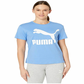 Puma Women's Classic Logo Fitness Running T-Shirt Blue Size Small