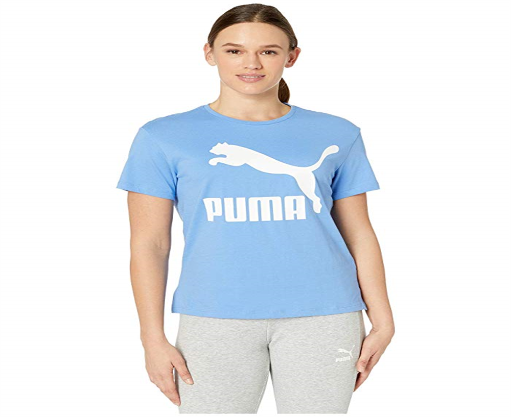 Puma Women's Classic Logo Fitness Running T-Shirt Blue Size Small