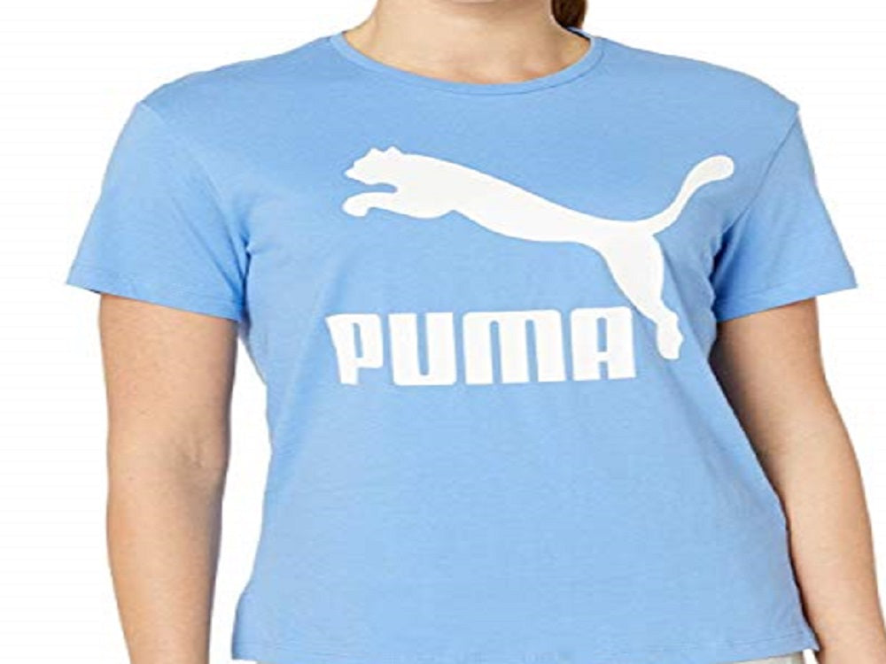 Puma Women's Classic Logo Fitness Running T-Shirt Blue Size Small