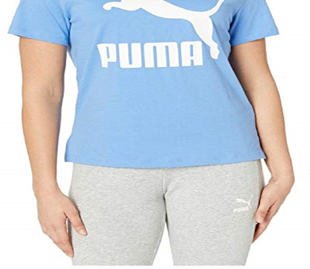 Puma Women's Classic Logo Fitness Running T-Shirt Blue Size Small