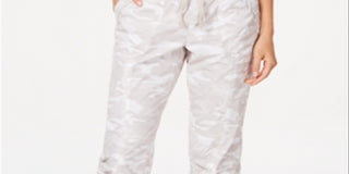Calvin Klein Women's Performance Printed Tie Hem Capri Pants White Size Large