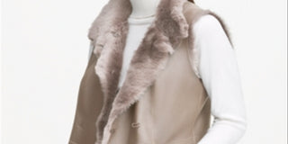 Calvin Klein Women's Shearling Reversible Vest Brown Size Medium