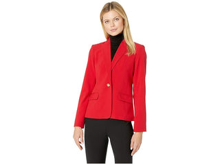 Calvin Klein Women's Red Woven Button Front Jacket Size 4