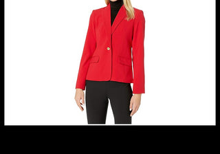 Calvin Klein Women's Red Woven Button Front Jacket Size 4
