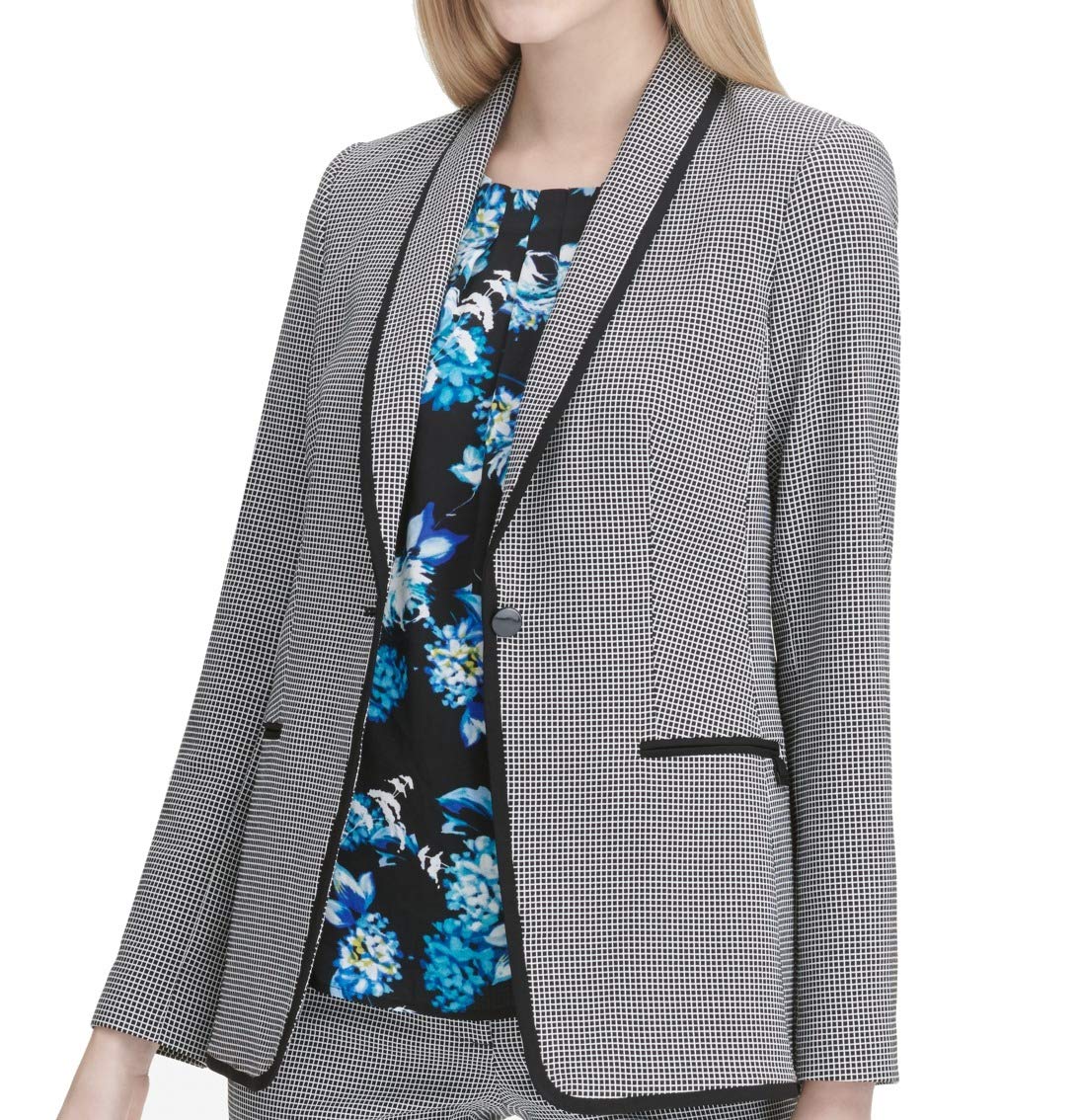 Calvin Klein Women's Printed One-Button Blazer Size 2