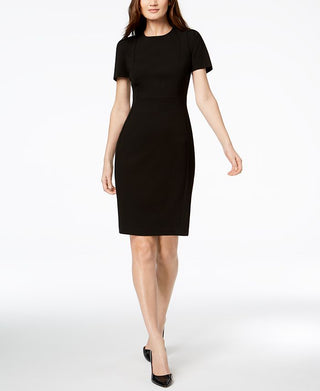 Calvin Klein Women's SeaScuba Crepe Sheath Dress Black Size 2