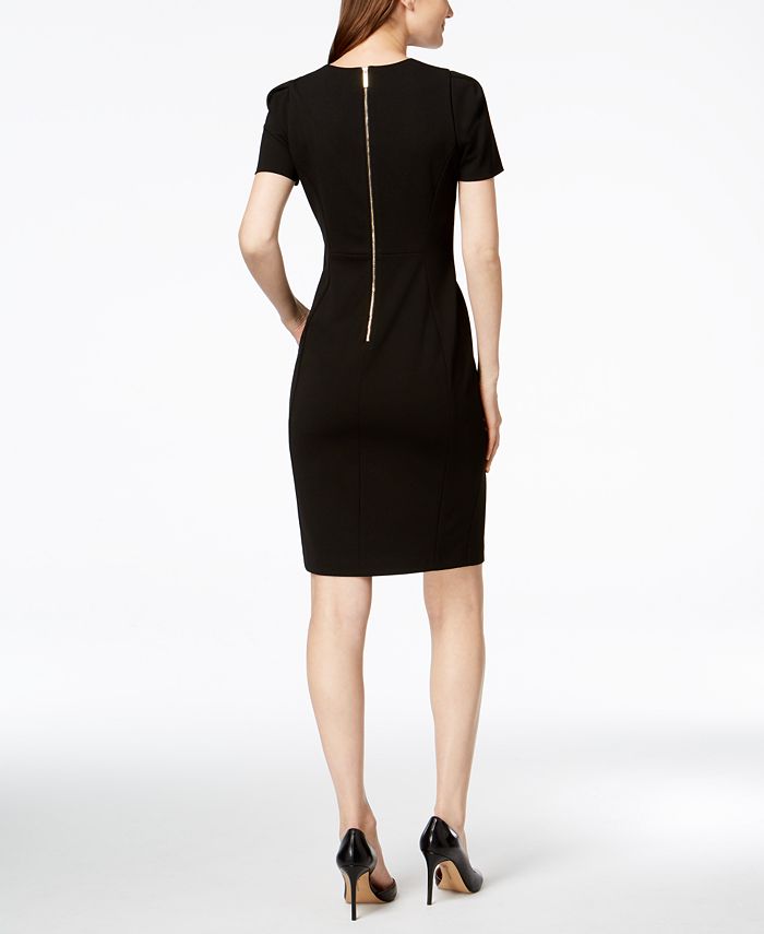 Calvin Klein Women's SeaScuba Crepe Sheath Dress Black Size 2
