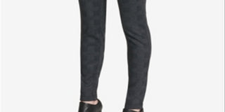 Calvin Klein Women's Pull On Stretch Cropped Glen Plaid Pants Gray Size Medium