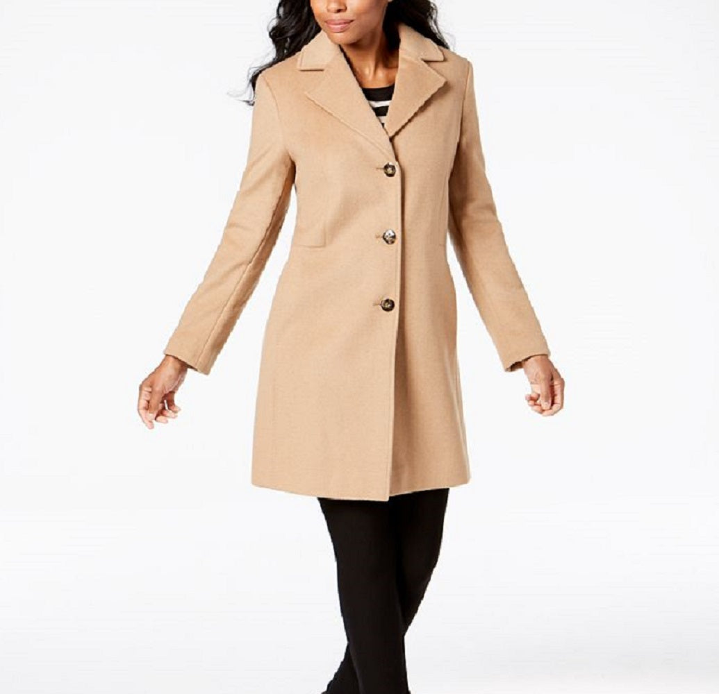Calvin Klein Women's Classic Cashmere Wool Blend Coat Brown Size 12