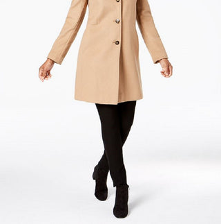 Calvin Klein Women's Classic Cashmere Wool Blend Coat Brown Size 12