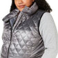 Calvin Klein Women's Quilted Metallic Down Vest Black Size 3X