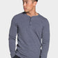 The North Face Men's Tnf Terry Ls Henley Heather Sweatshirt Blue Size Small