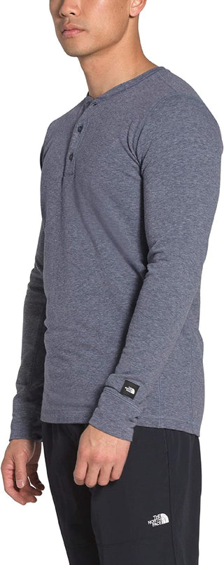 The North Face Men's Tnf Terry Ls Henley Heather Sweatshirt Blue Size Small
