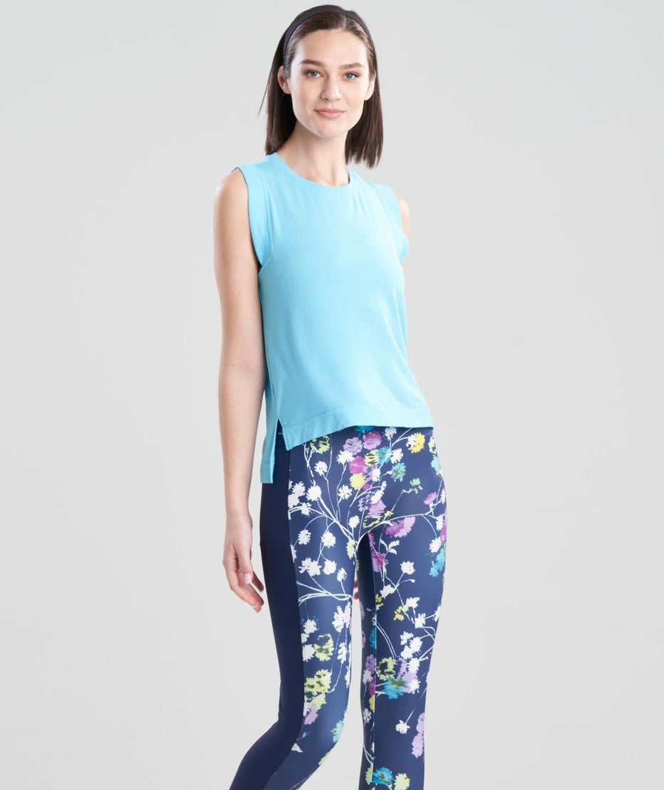 Josie Natori Women's High Low Tank Top Blue Size Large