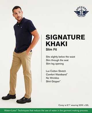 Dockers Men's Signature Lux Cotton Slim Fit Stretch Pants Black Size 32X30