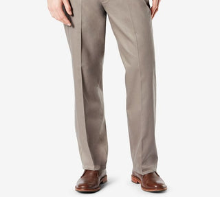 Dockers Men's Signature Lux Cotton Relaxed Fit Creased Stretch Pants Brown Size 34X32
