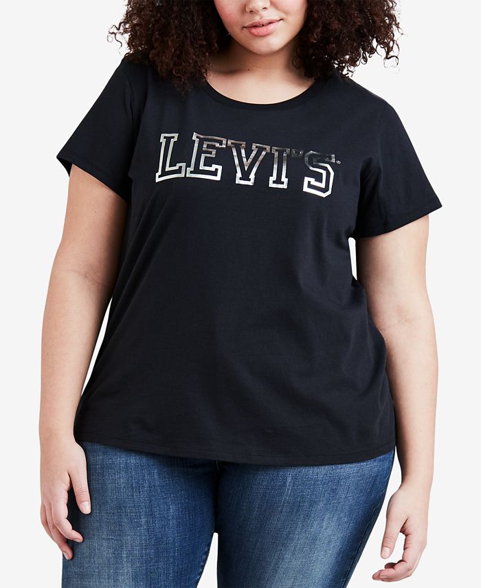 Levi's Women's Perfect Graphic Tee Shirt T-Shirt Black Size 1X