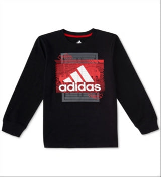 adidas Little Boy's Field Court Print Cotton T-Shirt Black Size 7