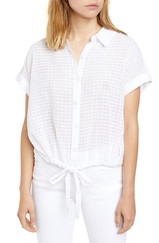 Sanctuary Women's Linen Cuff Sleeves Button Down Top White Size Large