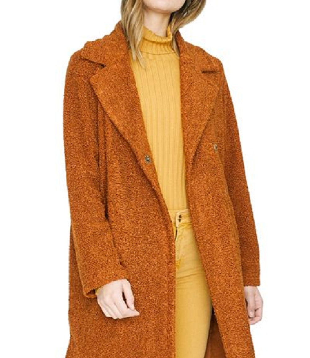 Sanctuary Women's Go Long Faux Teddy Coat Brown Size XX-Large