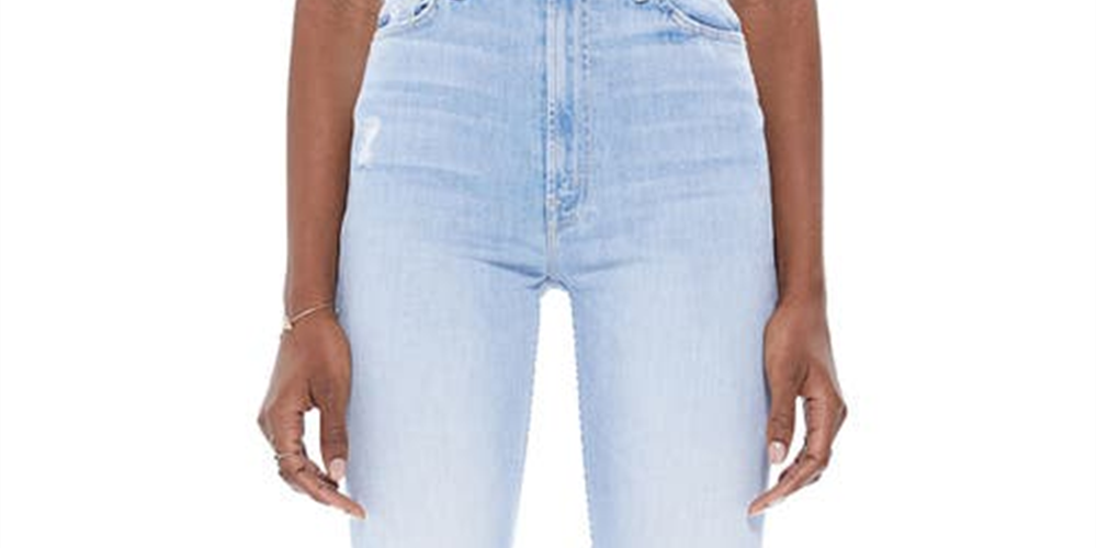 Mother Women's Rider High Waist Ripped Fray Hem Ankle Jeans Blue Size 26