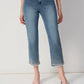 Joseph Ribkoff - Denim Embroidered Trip Slim Fit Cropped Jeans