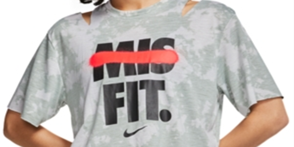 Nike Women's Dri fit Distressed Logo Cropped T-Shirt Green Size X-Small