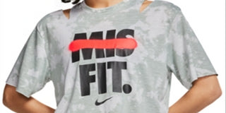 Nike Women's Dri fit Distressed Logo Cropped T-Shirt Green Size X-Small