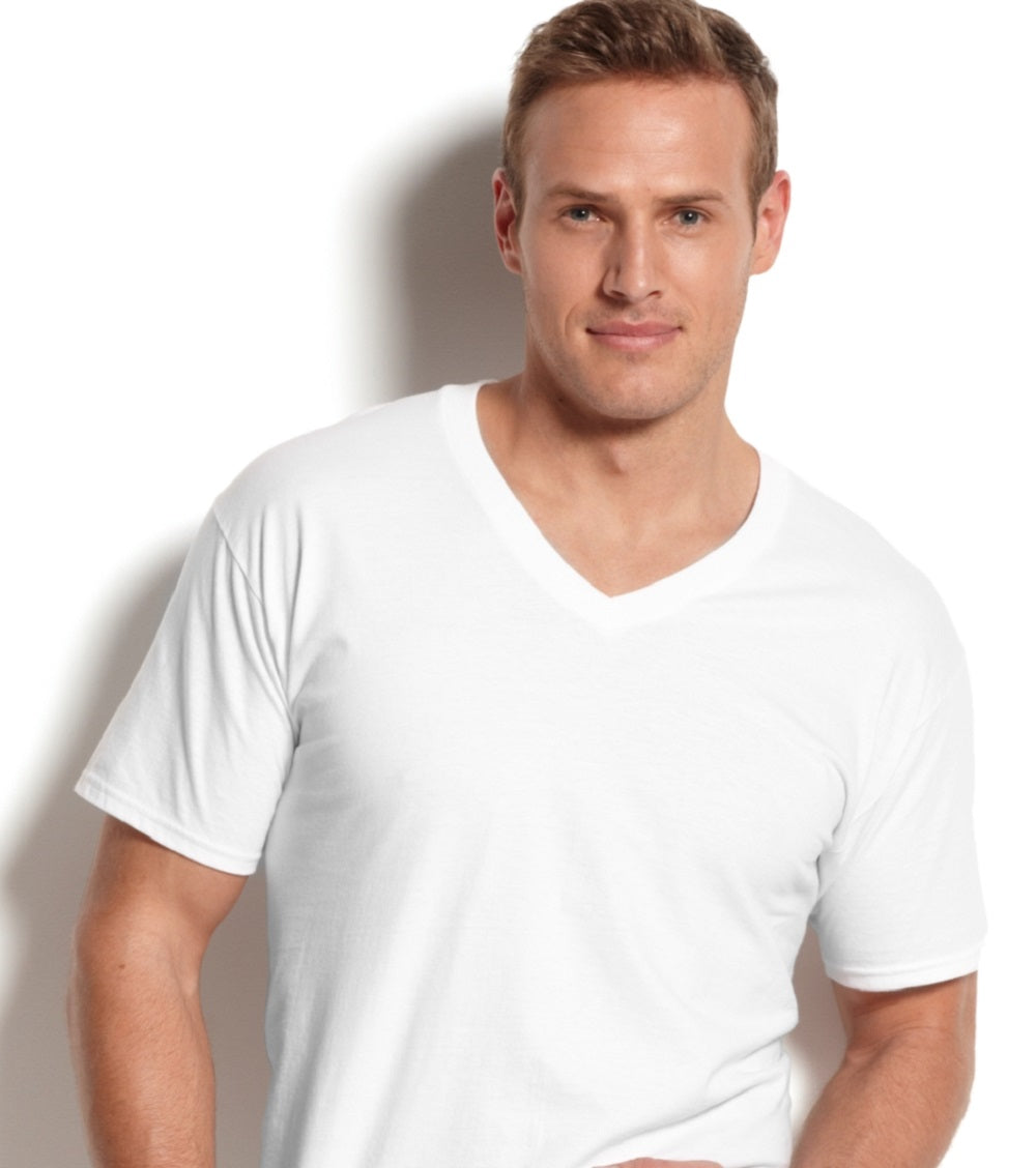 Hanes Men's 5 Pack V Neck Undershirts White Size Small