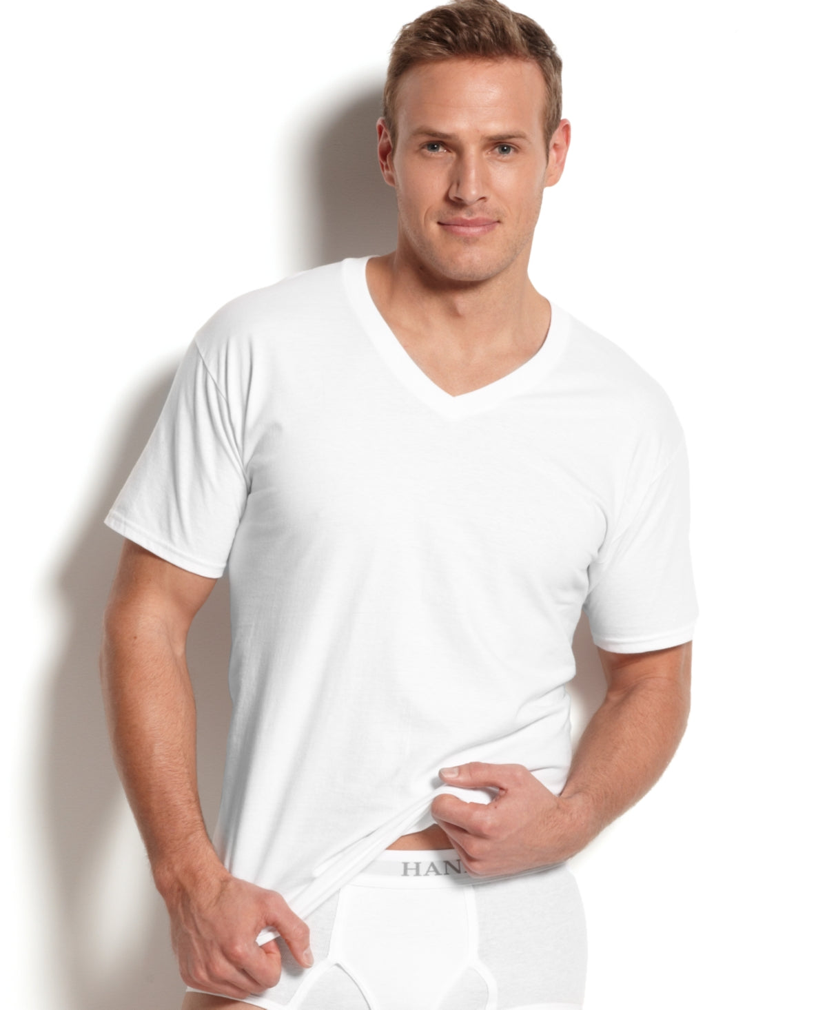 Hanes Men's 5 Pack V Neck Undershirts White Size Small