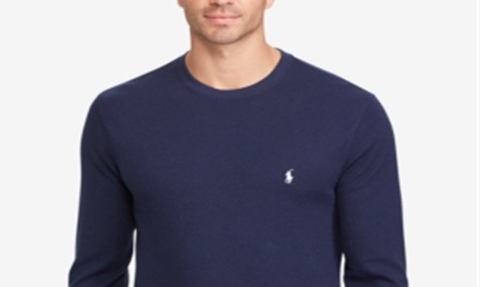 Ralph Lauren Men's Waffle Knit Thermal Pajama Shirt Blue