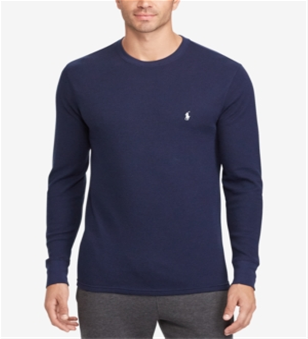 Ralph Lauren Men's Waffle Knit Thermal Pajama Shirt Blue
