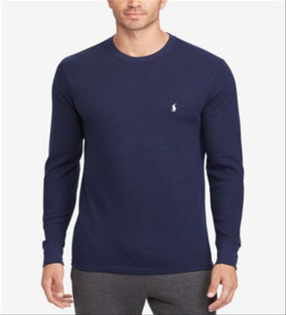 Ralph Lauren Men's Waffle Knit Thermal Pajama Shirt Blue