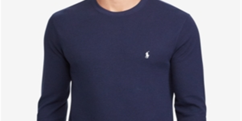 Ralph Lauren Men's Waffle Knit Thermal Pajama Shirt Blue