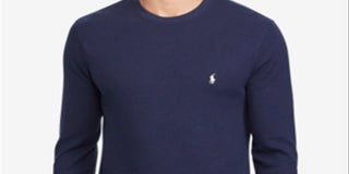 Ralph Lauren Men's Waffle Knit Thermal Pajama Shirt Blue