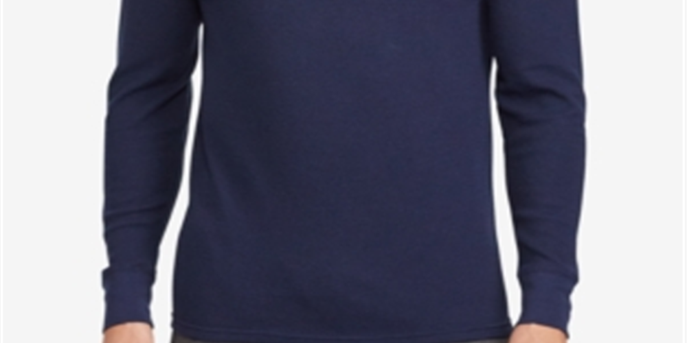 Ralph Lauren Men's Waffle Knit Thermal Pajama Shirt Blue