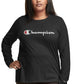 Champion Women's Long Sleeve Logo T-Shirt Black Size 2X