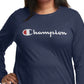 Champion Women's Long Sleeve Logo T-Shirt Blue Size 2X