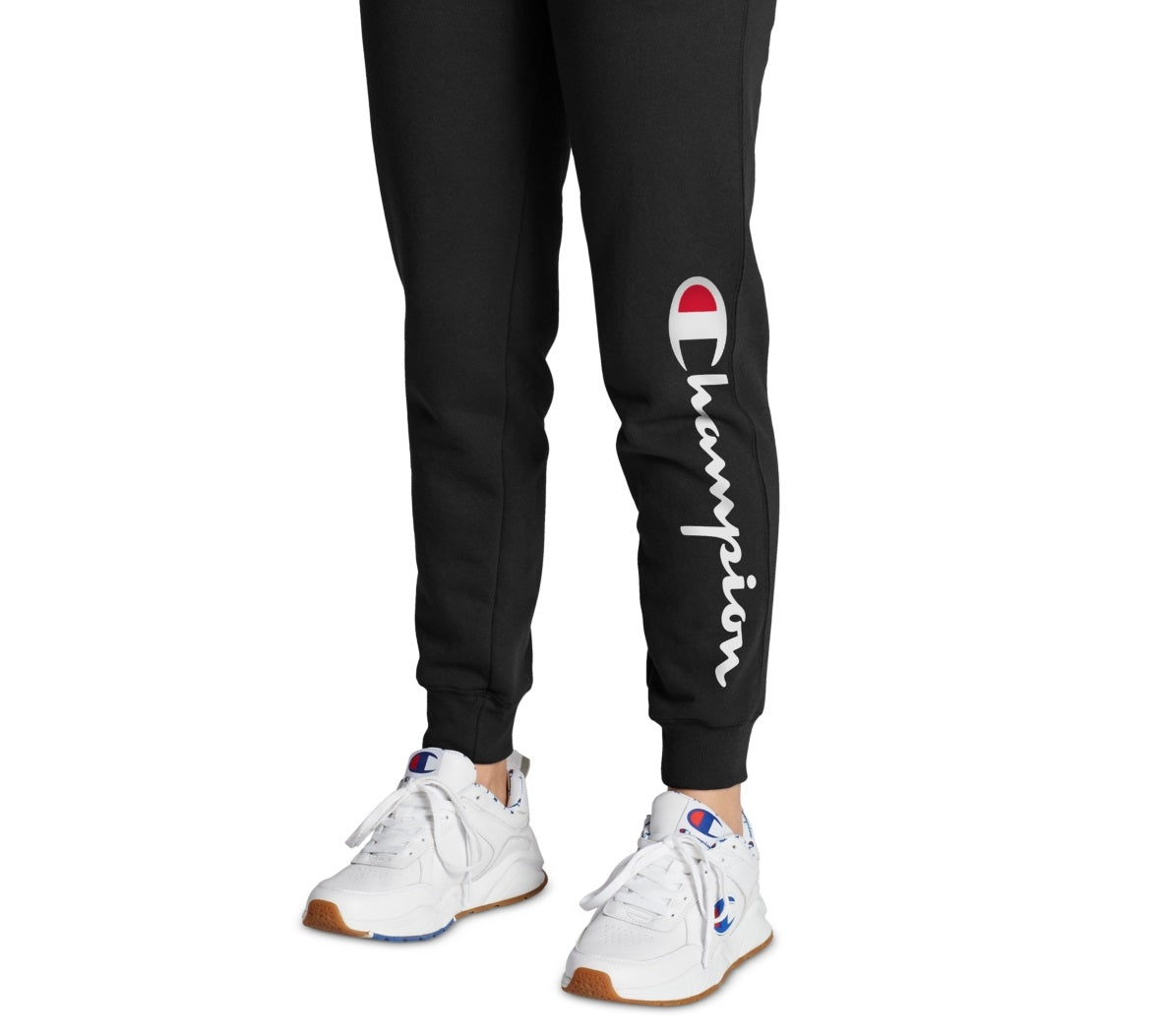 Champion Women's Powerblend Logo Full Length Joggers Black Size Small