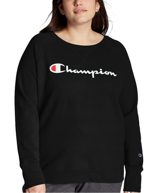 Champion Women's Powerblend Signature Graphic Sweatshirt Black Size 1X