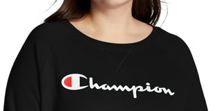 Champion Women's Powerblend Signature Graphic Sweatshirt Black Size 1X