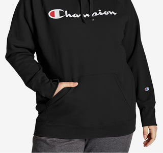 Champion Women's Powerblend Logo Hoodie Black Size 2X