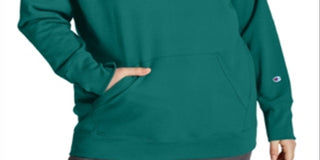 Champion Women's Logo Hoodie Green Size 2X